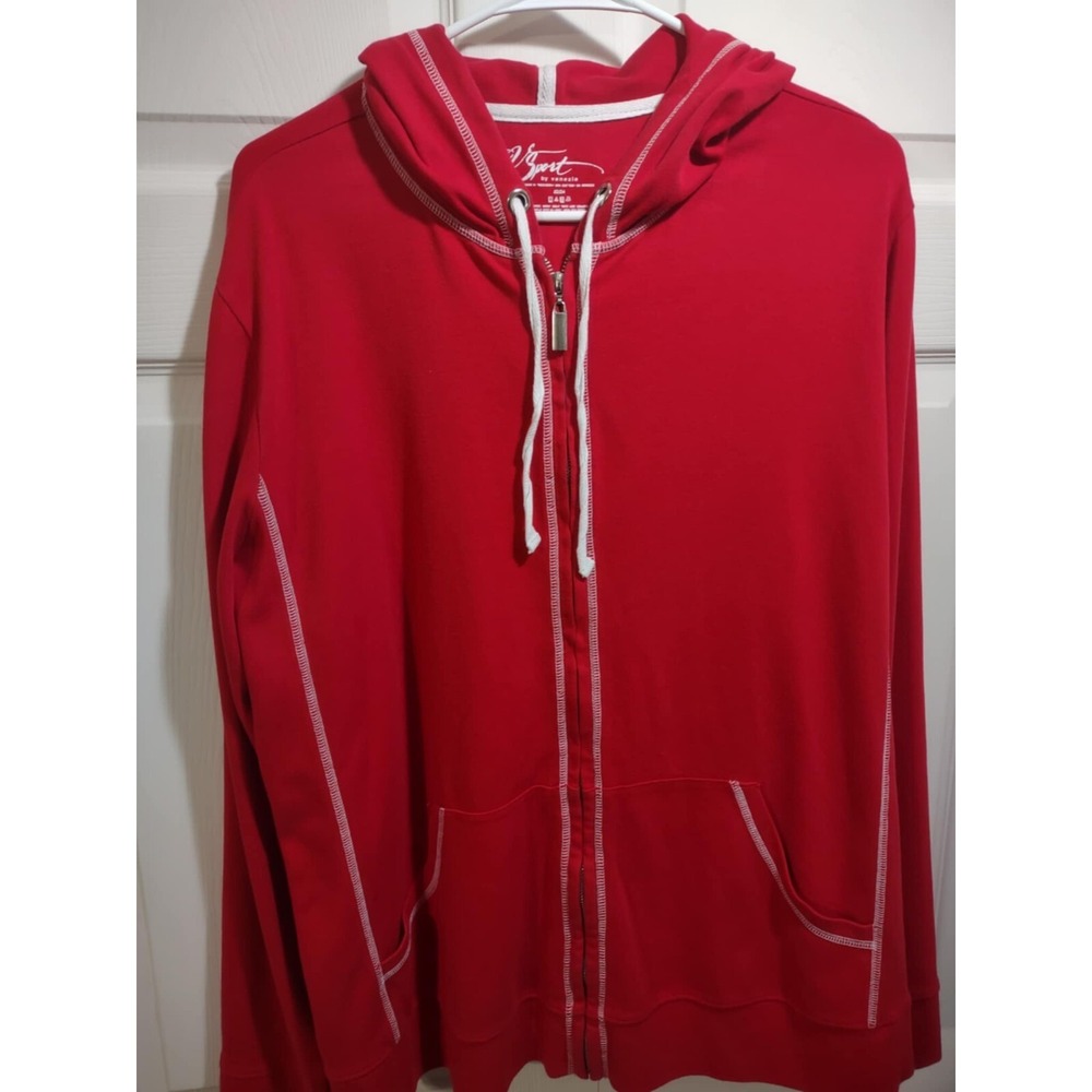 V Sport by Venezia Red Full Zip Hoodie Contrast Stitch Plus Size 22/24 Womens
